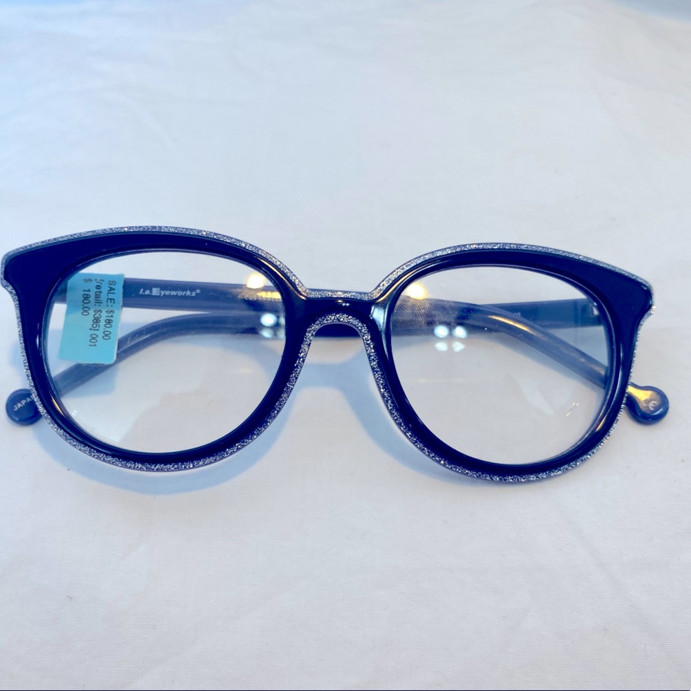 LA Eyeworks glitter optical frames in periwinkle